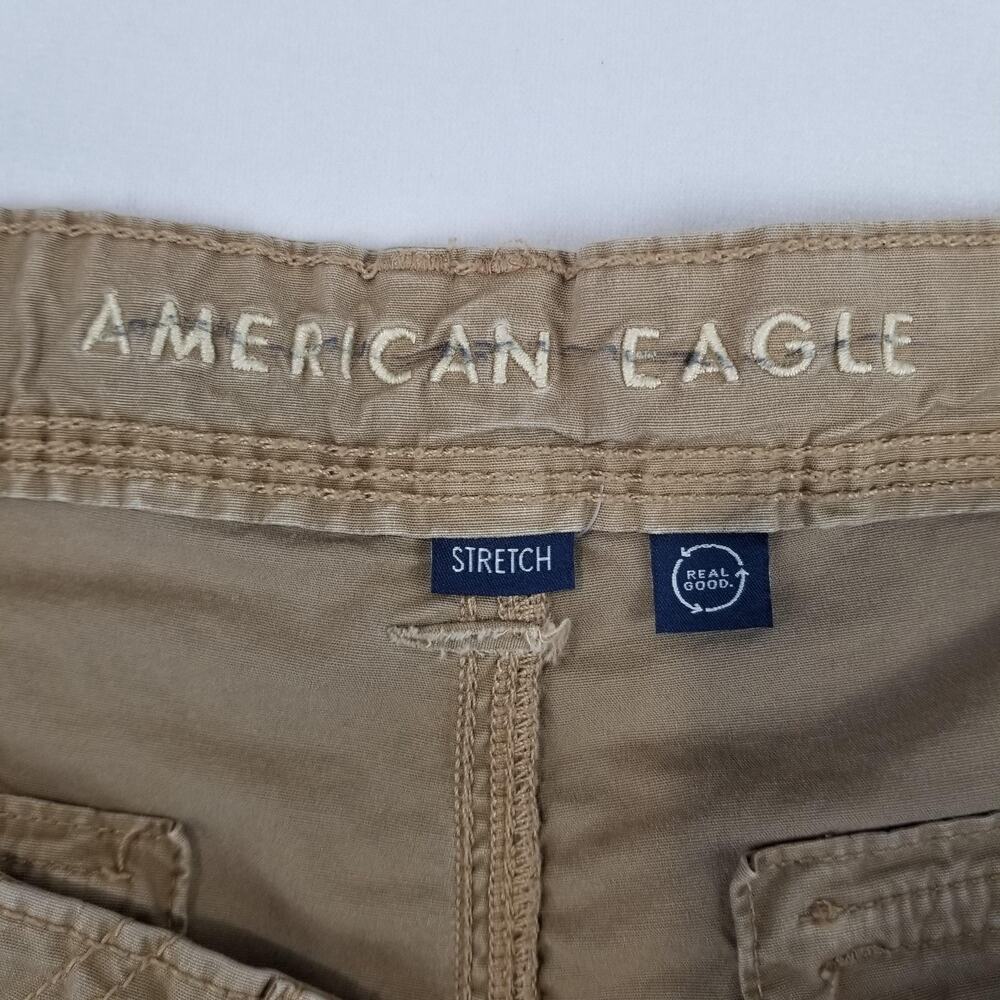American Eagle Outfitters Pants Womens 16 Beige Baggy Jogger Cargo Stretch Twill - Picture 3 of 12